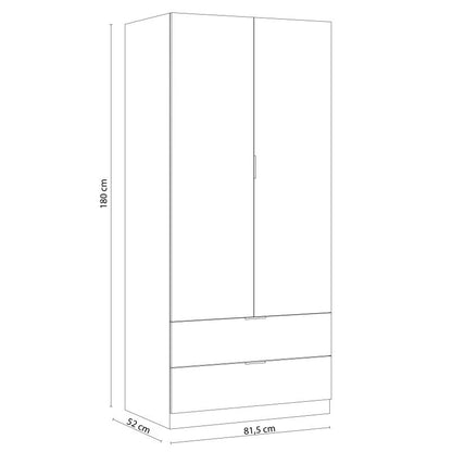 Armario Lark 2 Puertas 2 Cajones Melamina, Blanco Artik, 81,5 X 180 X 52_4