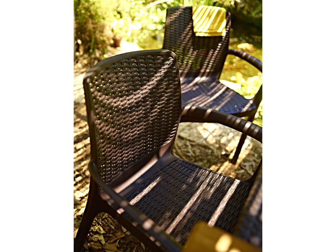 KETER  Sillas Bali PACK 4 UNIDADES Sillas Bali Sillón Terraza Balcon Jardin Resina Alta Calidad Marrón_3