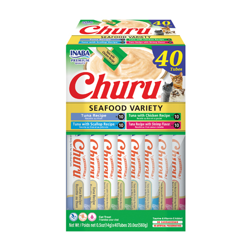 Churu Variedades de atum com marisco Snack cremoso para gatos 40x14 g