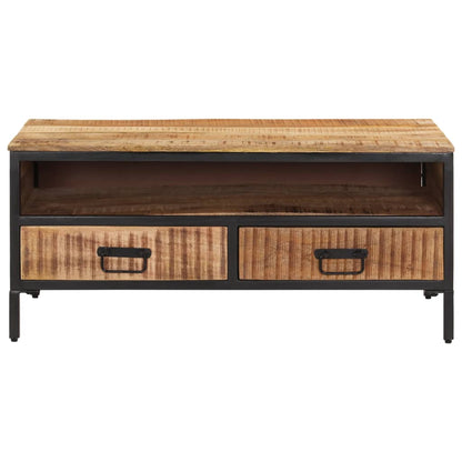Mesa De Centro De Madera Maciza De Mango Rugosa 90x50x30 Cm_0