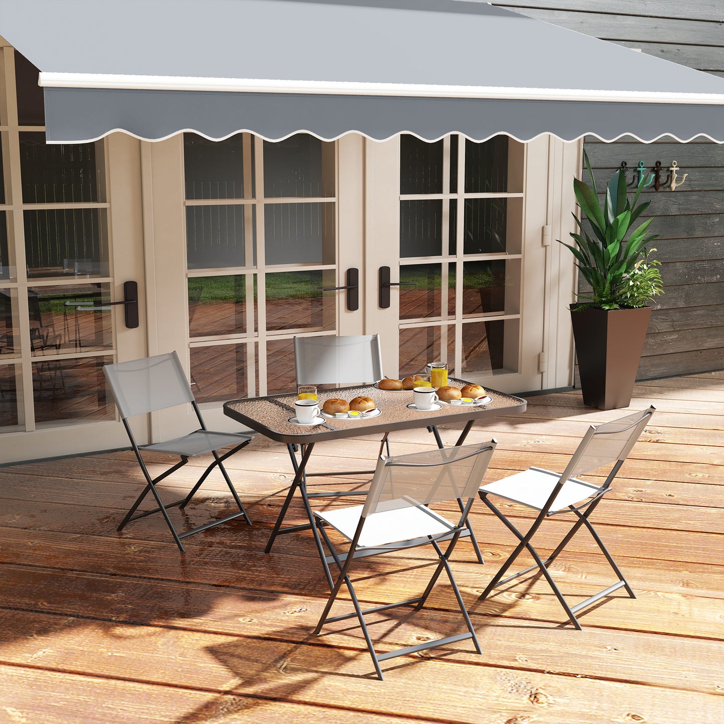 Outsunny Conjunto De Mesa Y 4 Sillas De Jardín Estilo Moderno Para Exterior Gris_4