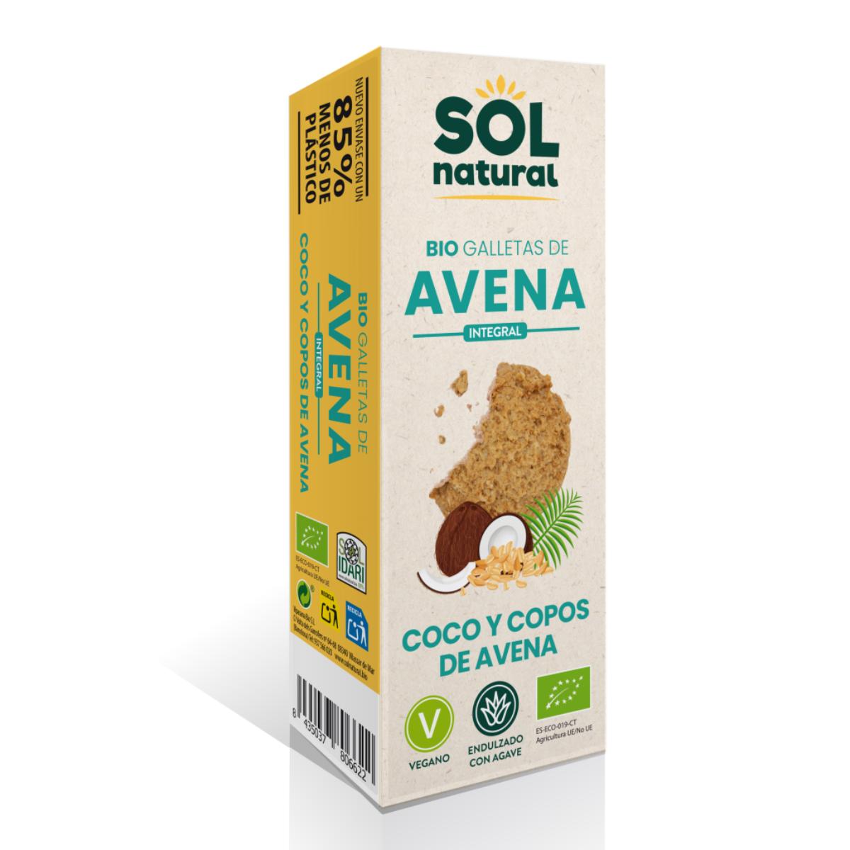 Bolachas de Aveia Biológicas Sol Natural com Coco e Agave 175g