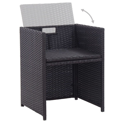 Vidaxl Set Comedor De Jardín 15 Piezas Y Cojines Ratán Sintético Negro_5