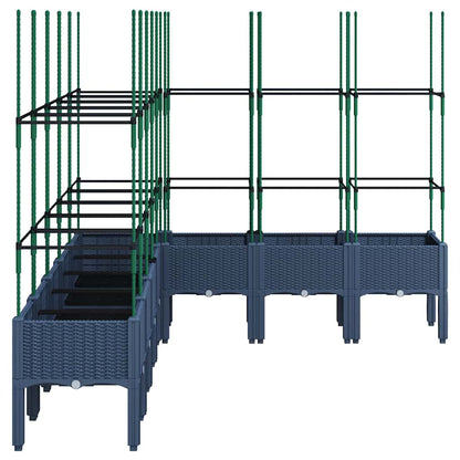 Jardinera Con Enrejado Pp Azul Gris 200x160x142,5 Cm_3