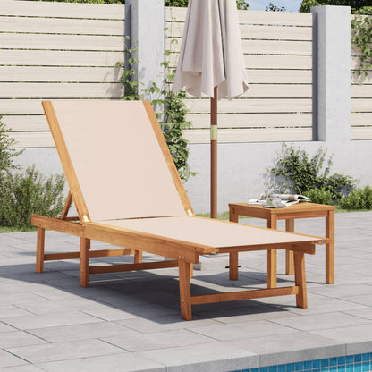 Tumbona Con Mesa Madera Maciza De Acacia Y Textileno Crema / Vetonek_3