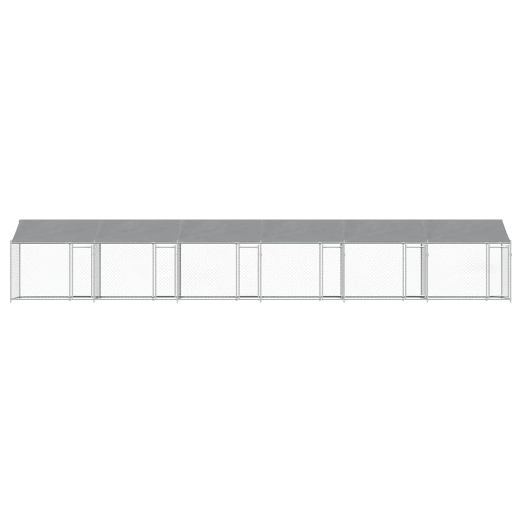 Jaula De Perros Techo Y Puertas Acero Galvanizado Gris 12x2x2 M_3