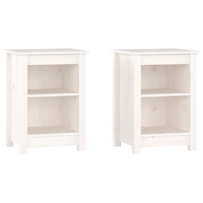 Mesitas De Noche 2 Uds Madera Maciza De Pino Blanco 40x35x55 Cm_0