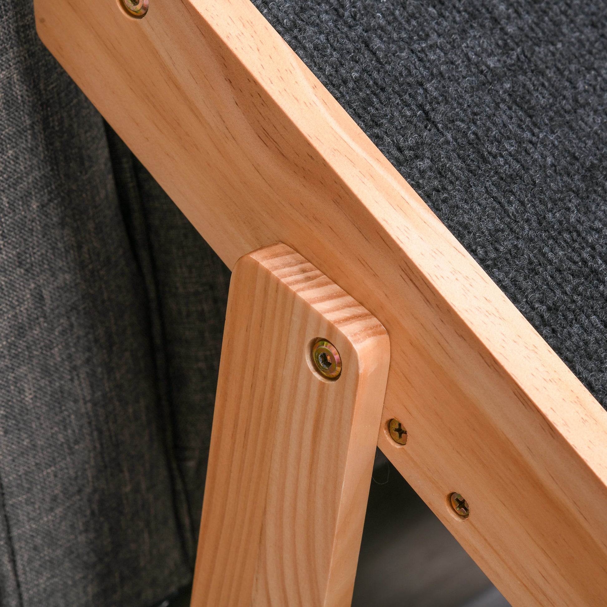 Pawhut Escalera De Madera Para Perros Plegable Rampa Con 3 Escalones Cama_4