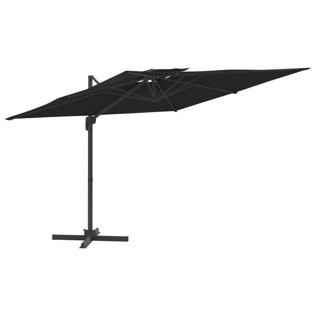 Vidaxl Sombrilla Colgante De Doble Techo Negro 400x300 Cm_0