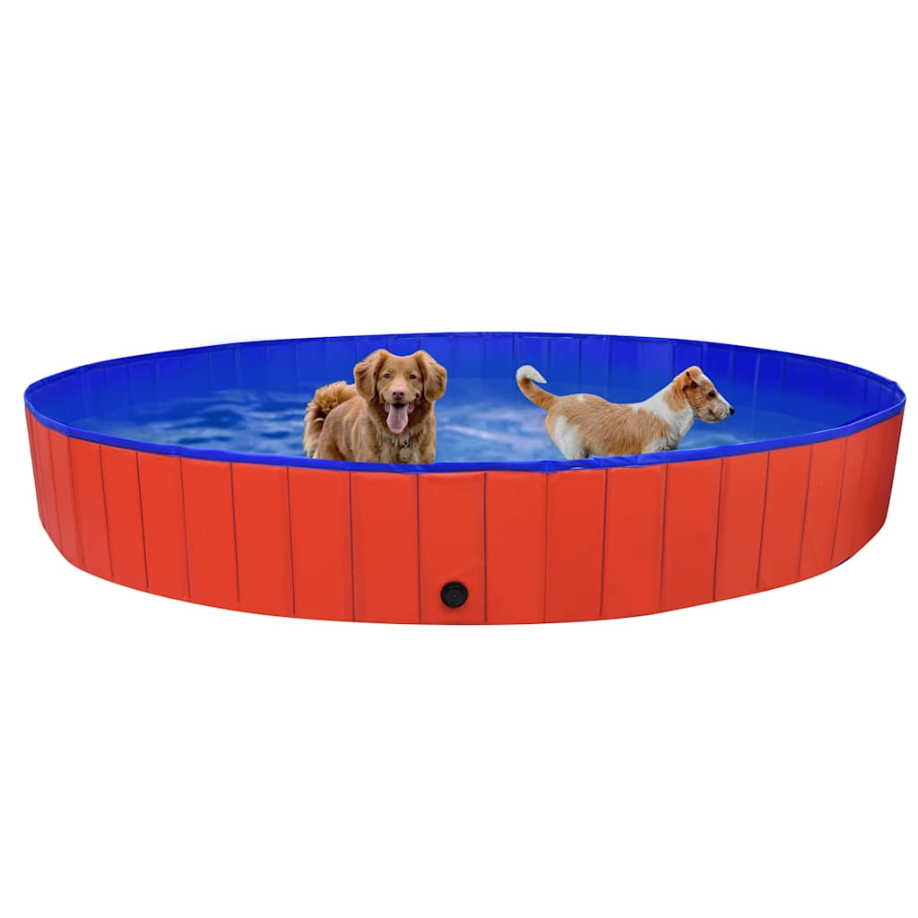 Piscina Para Perros Plegable Pvc Rojo 300x40 Cm_2