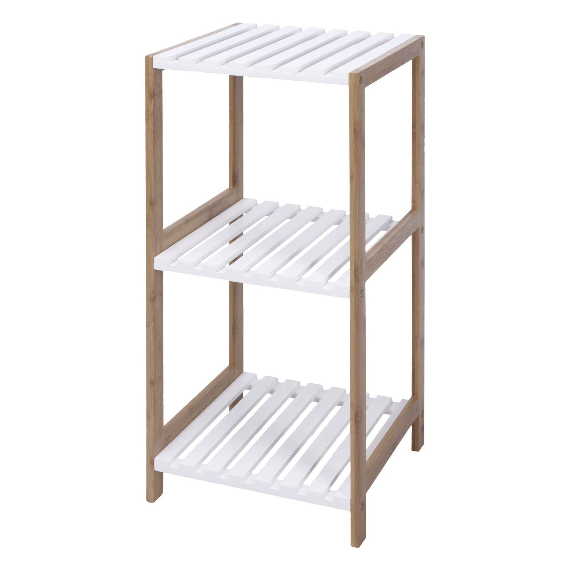 Well Home Estantería De Baño Con 3 Estantes En Mdf Y Patas De Bambú H.79cm_0
