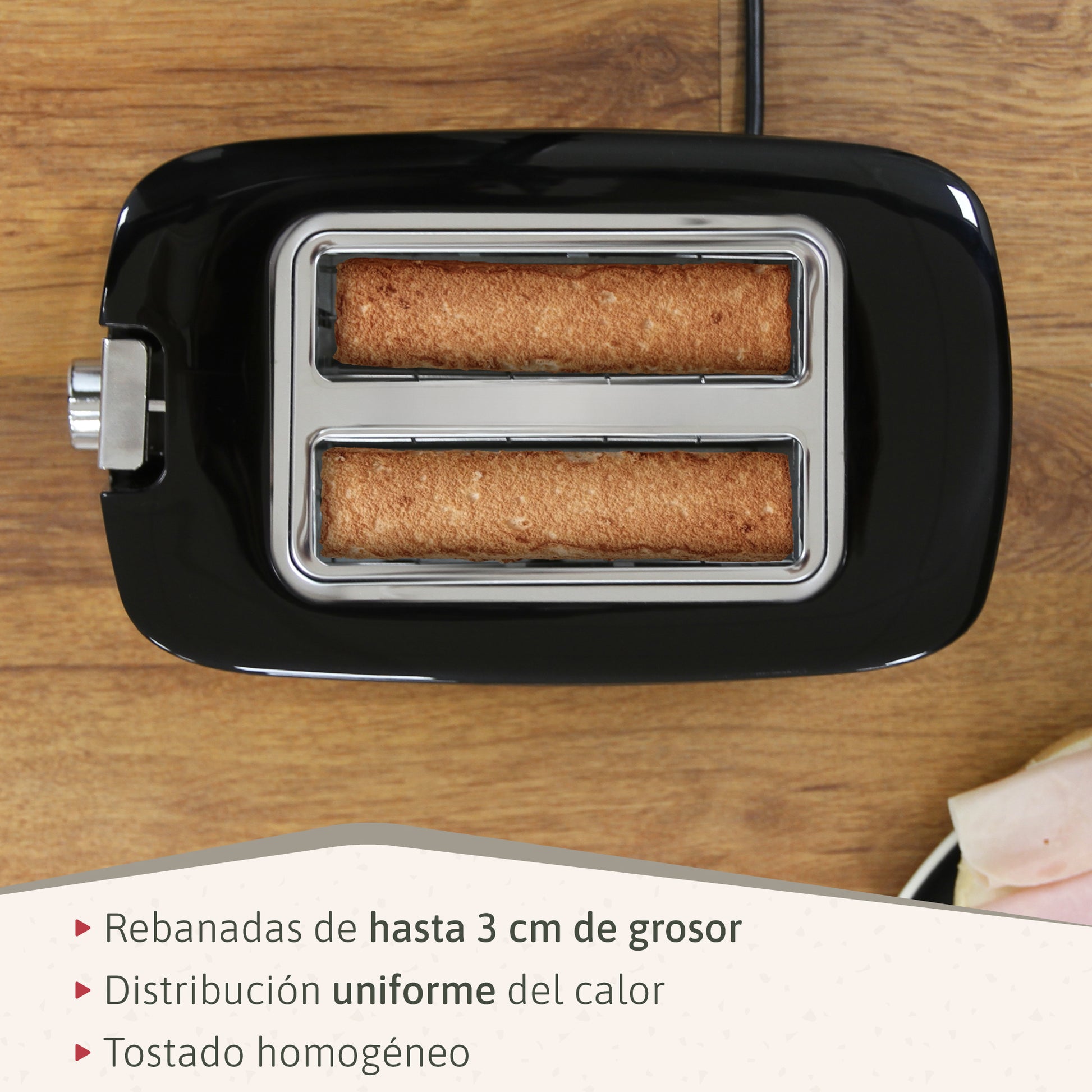 Briebe Elegance Set Tostadora Pan 2 Rebanadas Anchas + Hervidor Agua 1,7l Inalámbrico + Batidora Mano, Skt1186blk, Negro_4