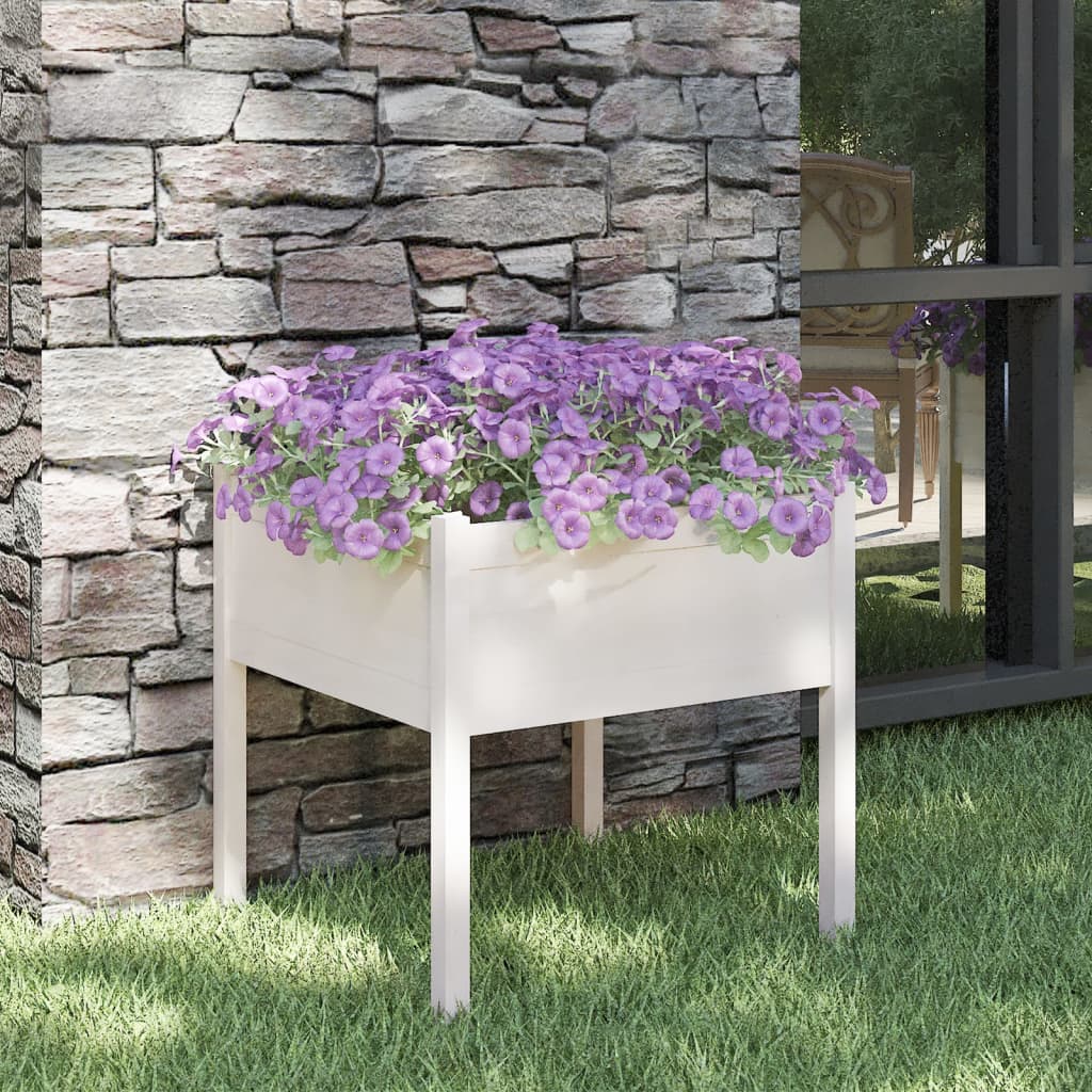 Jardinera De Madera Maciza De Pino Blanca 70x70x70 Cm_1