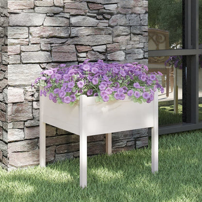 Jardinera De Madera Maciza De Pino Blanca 70x70x70 Cm_1