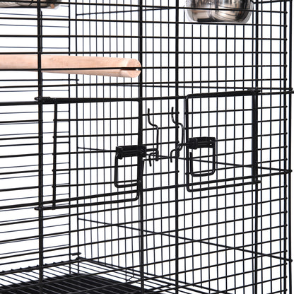 Pawhut Jaula Para Pájaros Con Soporte Con Ruedas Bandeja Extraíble Y 2 Comederos_3