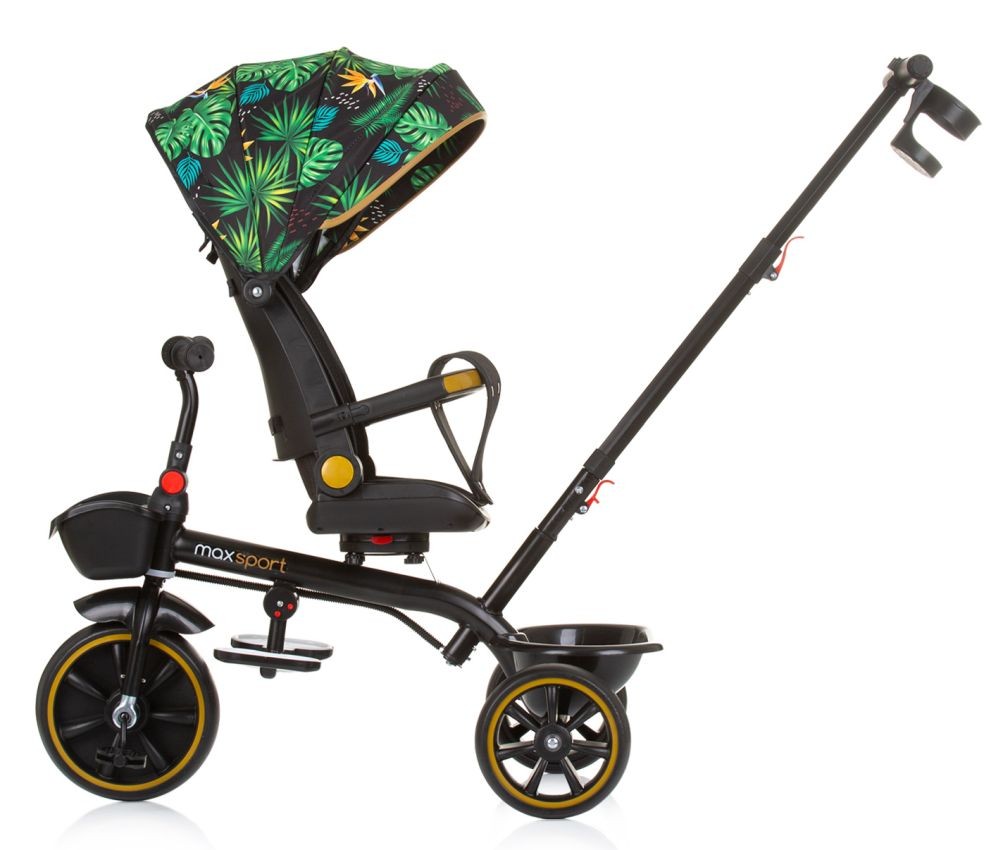 Triciclo Con Capota Y Mango Parental Max Sport Jungle_3