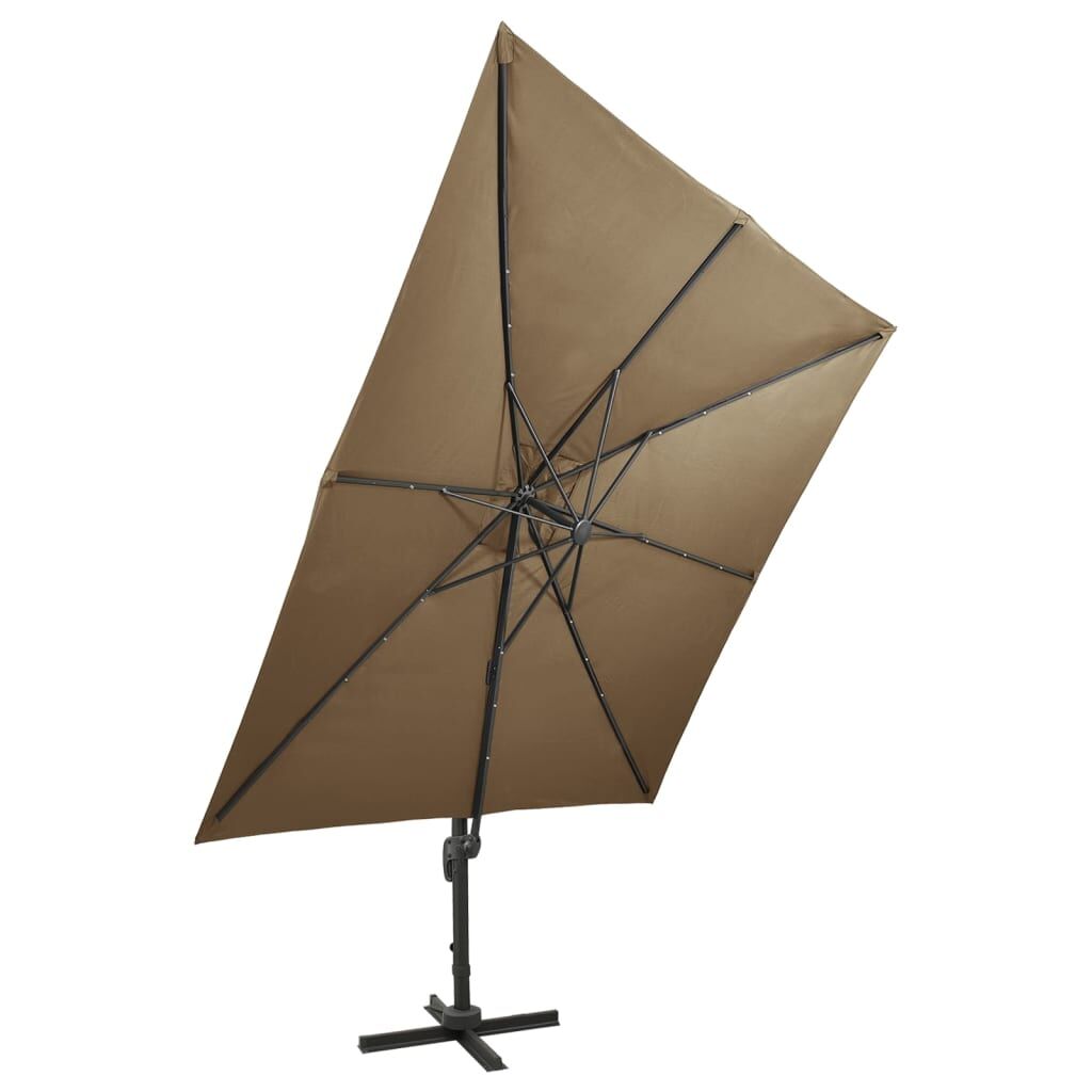 Vidaxl Sombrilla De Jardín Voladiza Con Palo Y Luces Led Taupe 300 Cm_4
