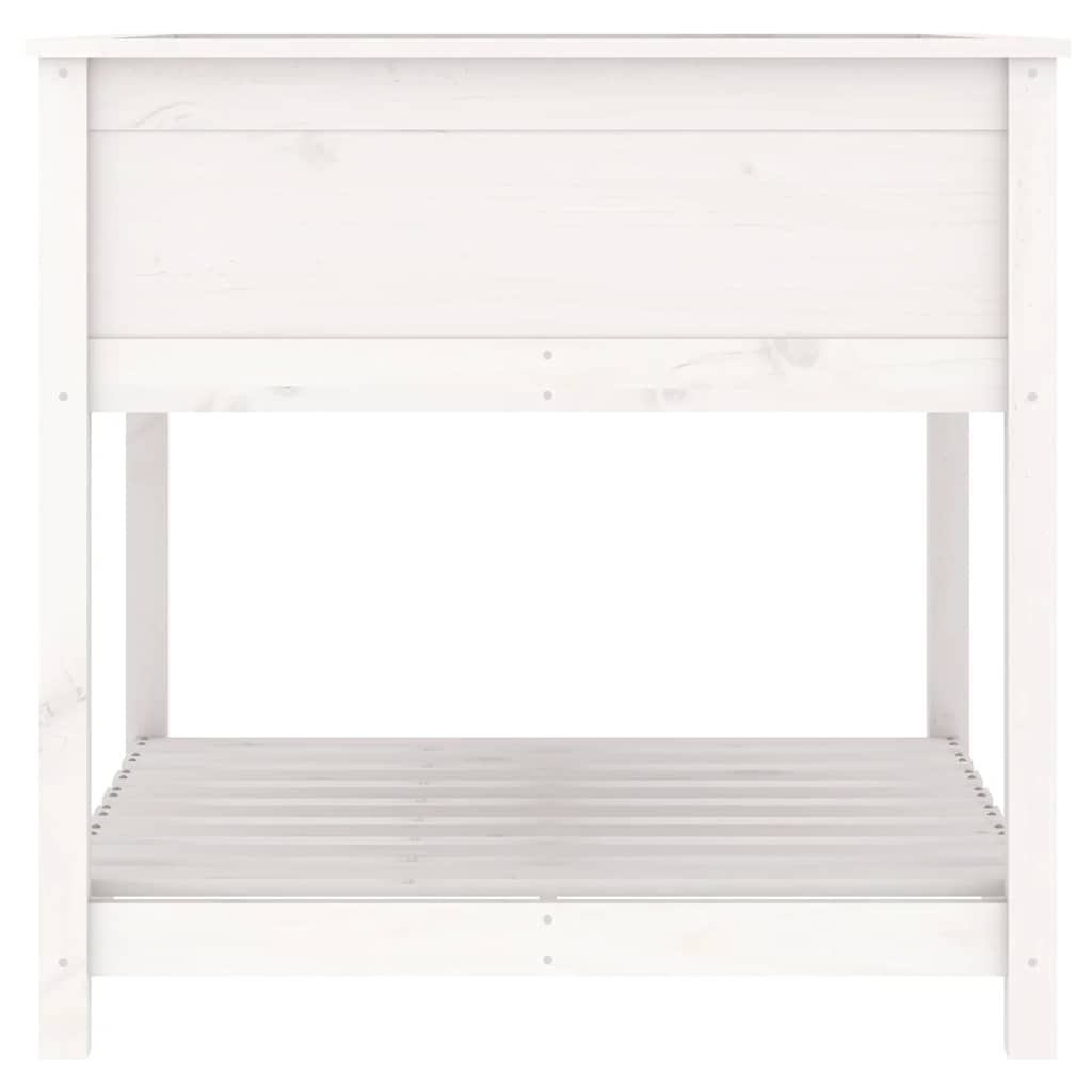 Jardinera Con Estante Madera Maciza Pino Blanca 82,5x82,5x81 Cm_5