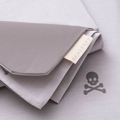 Set Cama (funda Nórdica 260x240cm + 2 Fundas Almohada  50x105cm) 100% Algodón Gris Oscuro & Gris Claro Calaveras Scalpers Home
