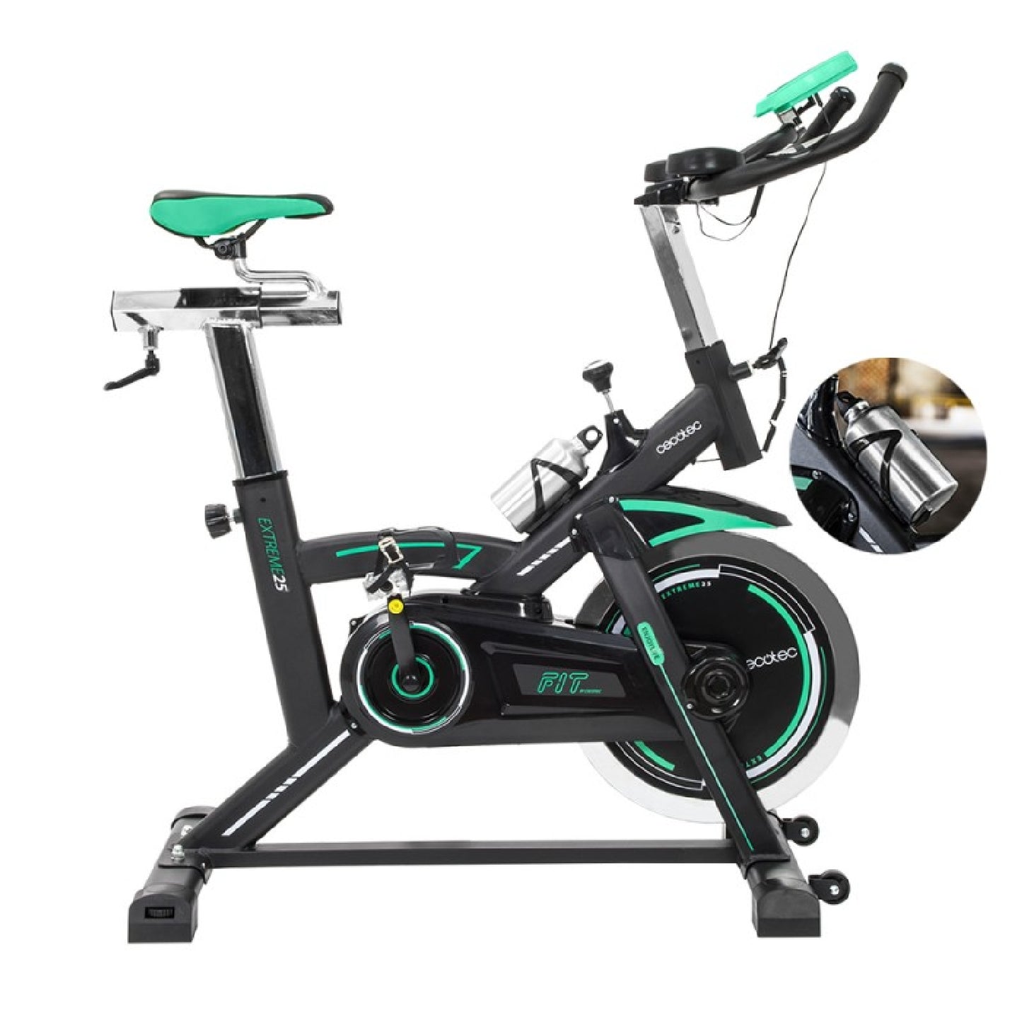 Cecotec Bicicleta Indoor Extreme 25 X. Volante De Inercia 25 Kg Estabilizadores Manillar De Triatlón Regulable Sillín De_0