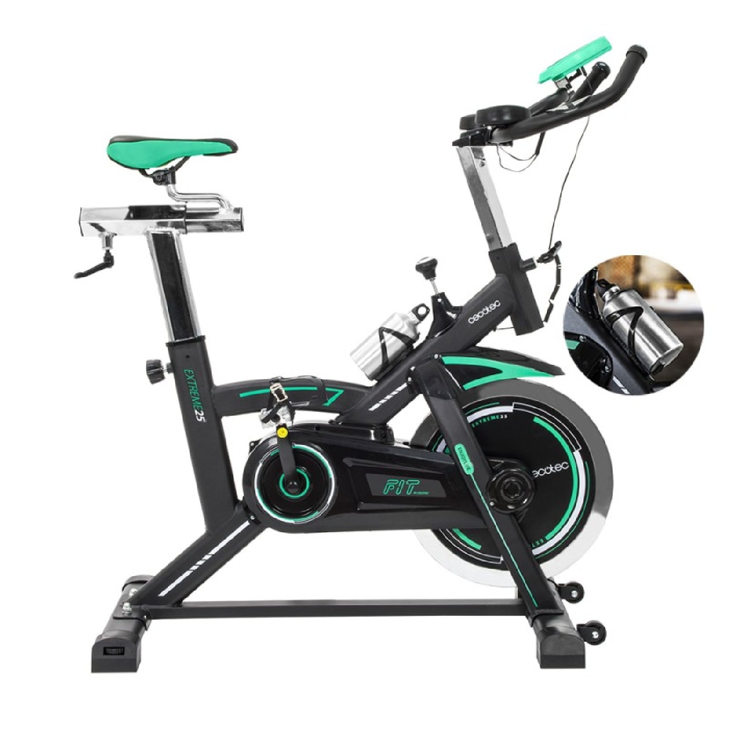 Cecotec Bicicleta Indoor Extreme 25 X. Volante De Inercia 25 Kg Estabilizadores Manillar De Triatlón Regulable Sillín De_0