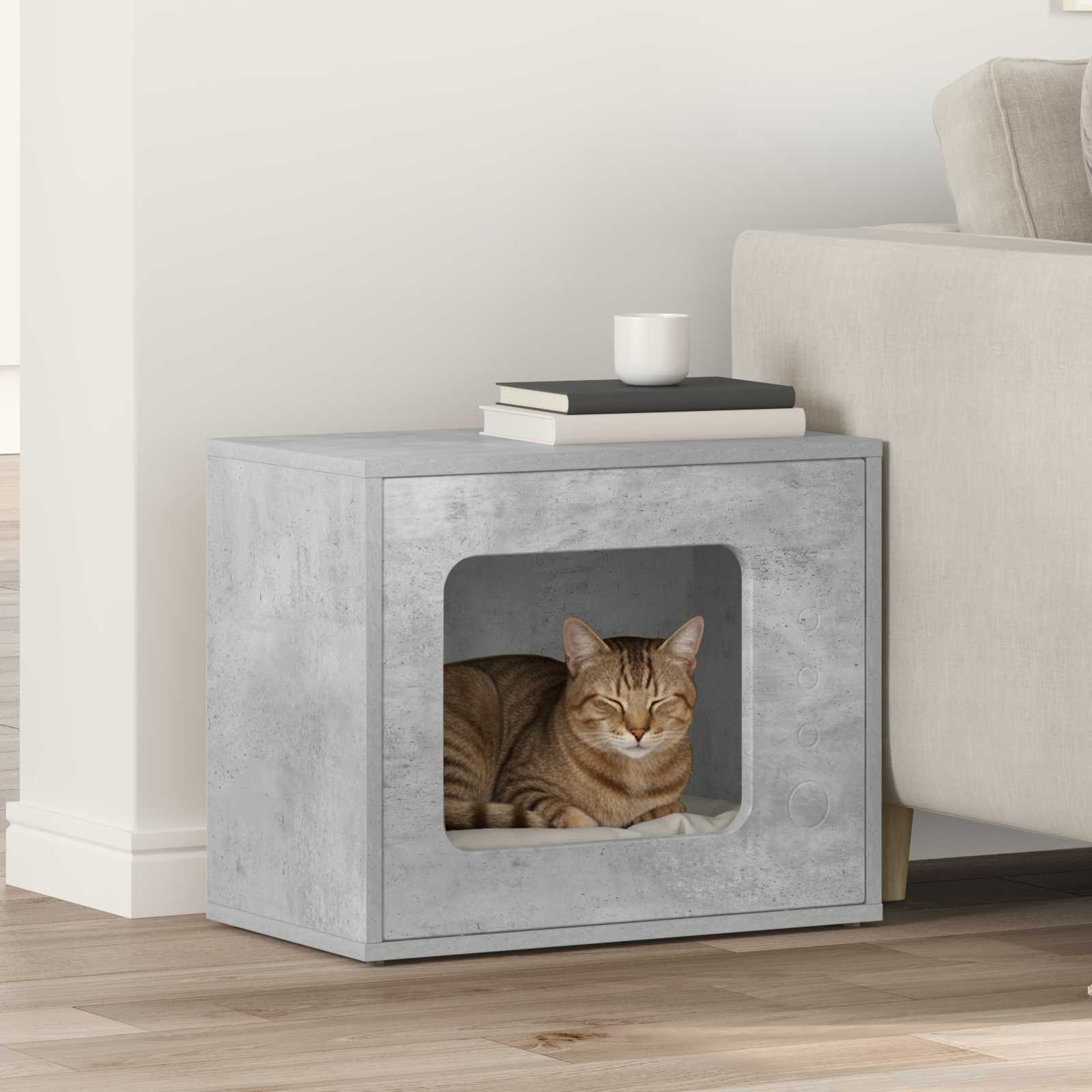 Casa Para Gatos Concreto 51 X 30 X 42,5 Cm Madera De Ingeniería_1