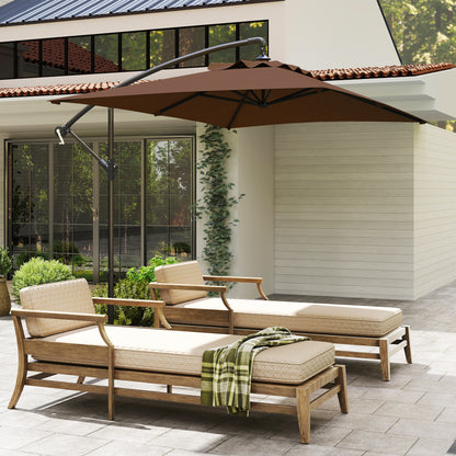 Outsunny Parasol Excéntrico 294x193 Cm Con Base Cruzada Impermeable Marrón_4