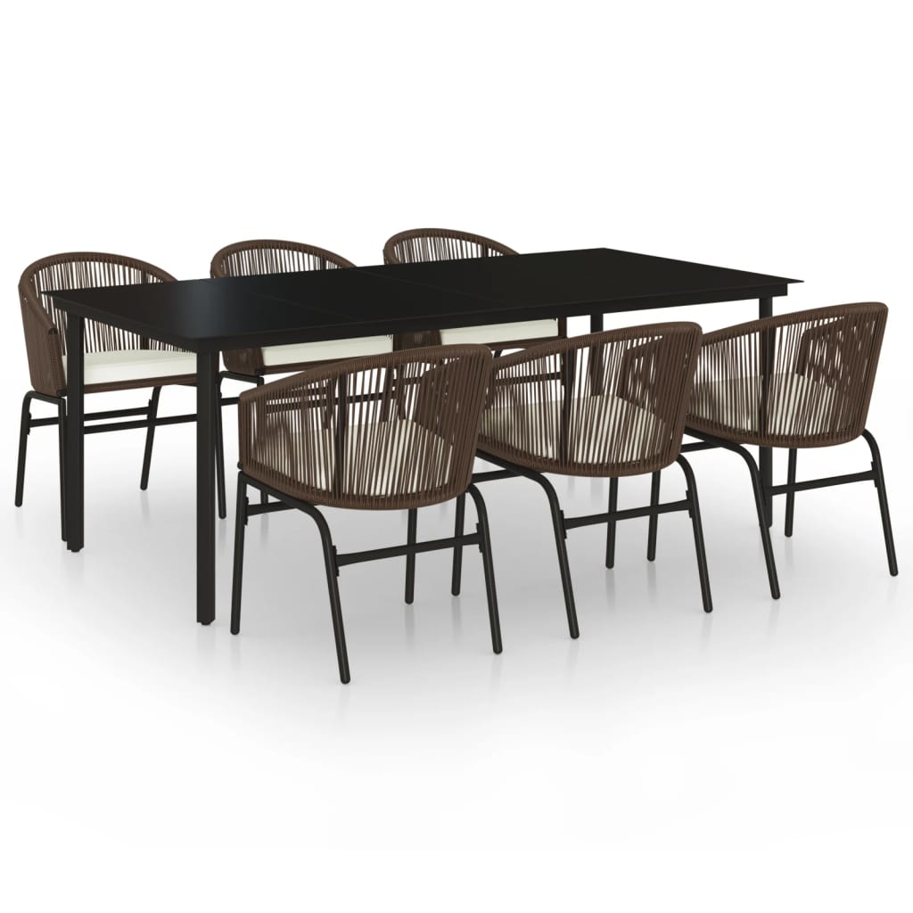 Juego De Comedor De Jardín 7 Piezas Marrón / Vetonek_2