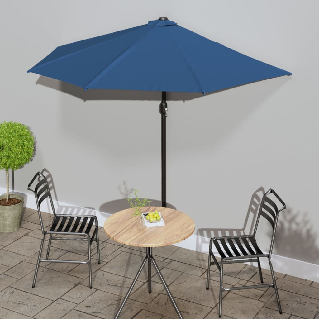 Vidaxl Sombrilla Balcón Semicircular Palo Aluminio Azul 270x144x222 Cm_1