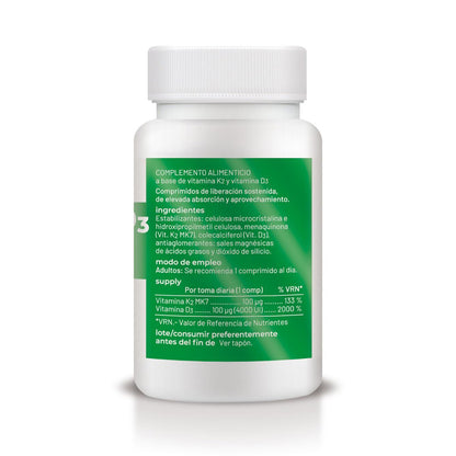 Vitamina D3+K2 de libertação sustentada, 60 comprimidos