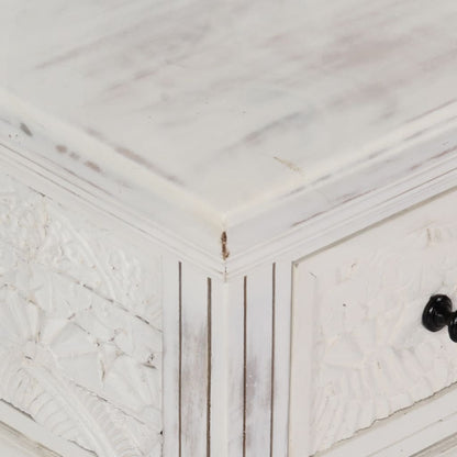 Mesa De Centro De Madera Maciza De Mango Blanco 70x70x30 Cm_2