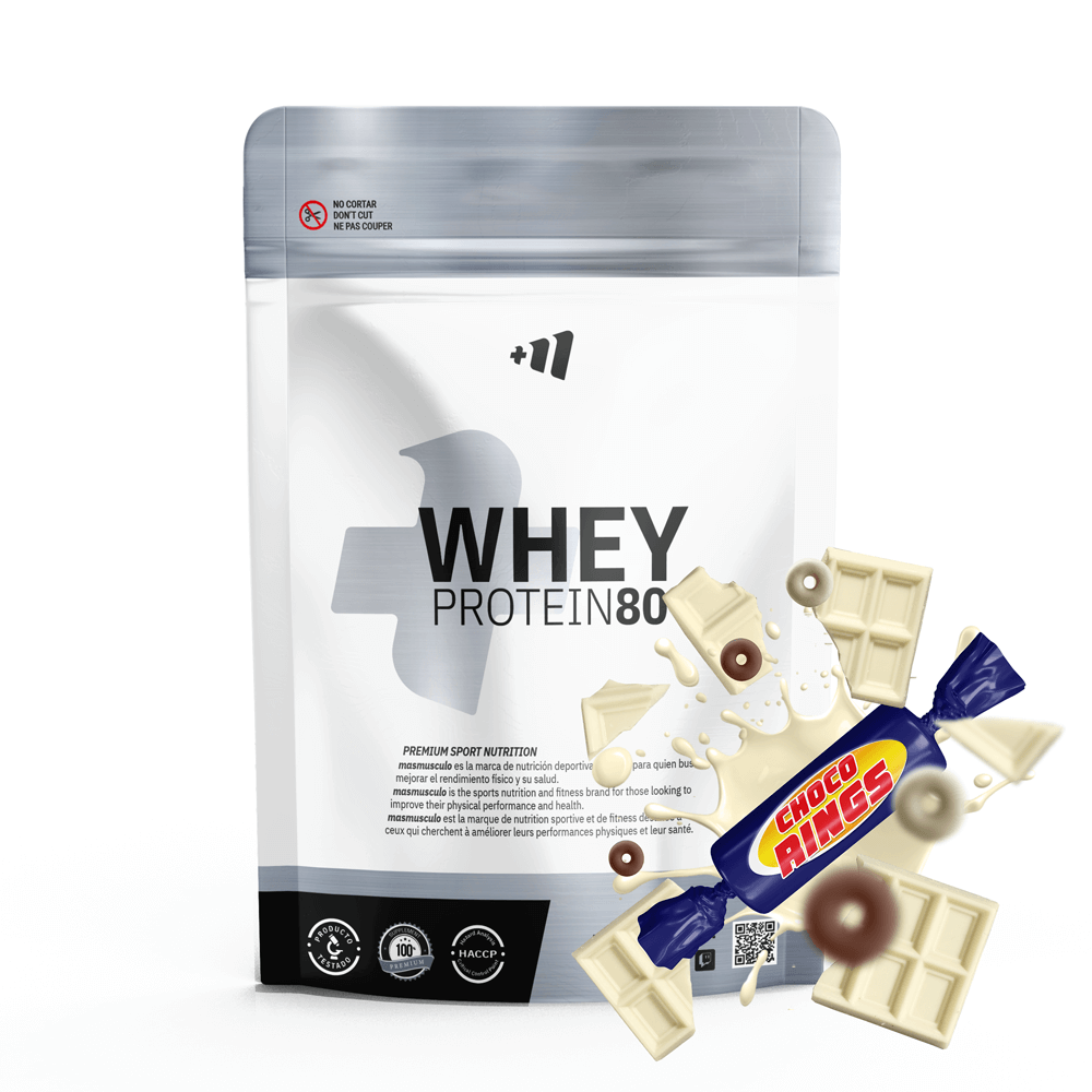 Whey Protein80 - 1kg - Chocolate Blanco Con Choco Rings - Aumenta La Masa Muscular - Masmusculo_0