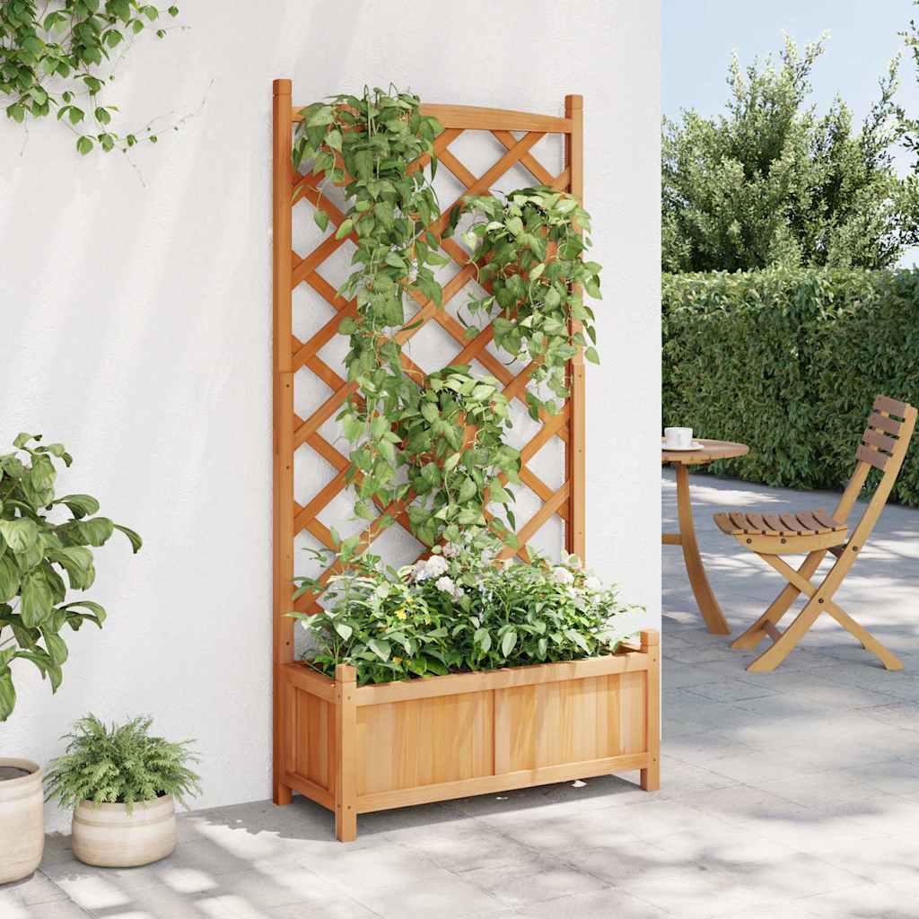 Jardinera Con Enrejado Marrón 75x35x150 Cm Madera Maciza De Abeto_2