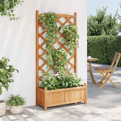 Jardinera Con Enrejado Marrón 75x35x150 Cm Madera Maciza De Abeto_2