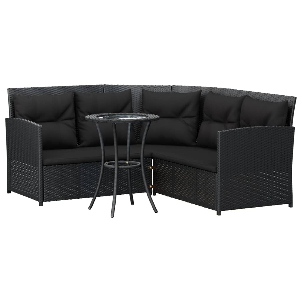 Vidaxl Set De Sofás En Forma De L 2 Pzas Cojines Ratán Sintético Negro_0