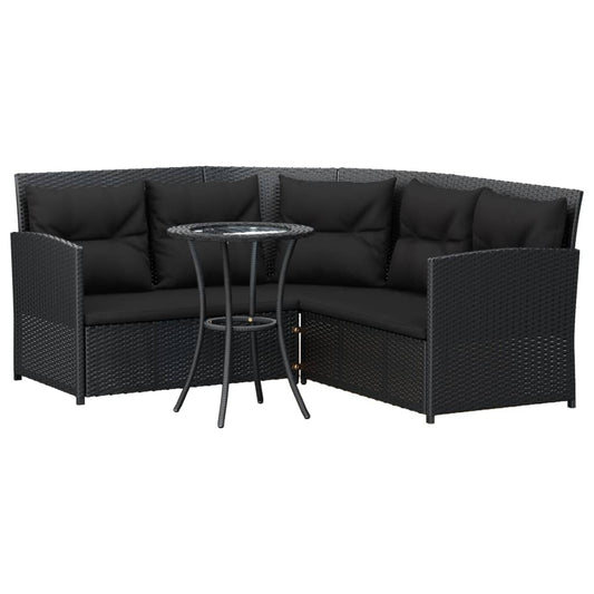 Vidaxl Set De Sofás En Forma De L 2 Pzas Cojines Ratán Sintético Negro_0