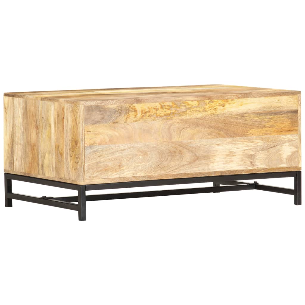 Mesa De Centro De Madera Maciza De Acacia 90x55x40 Cm_1
