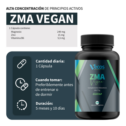 Zma Vecos 160 Cápsulas | Fuerza Muscular, Recuperación Y Energía | Magnesio, Zinc Y B6_2