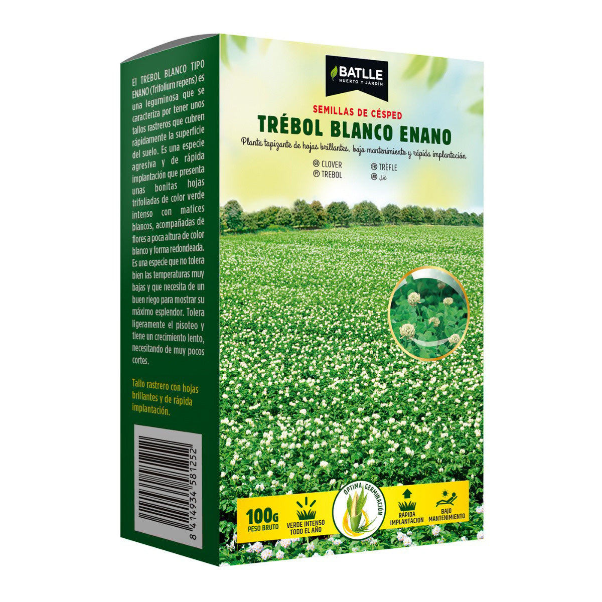 Sementes de trevo anão branco Batlle Repens 100 g