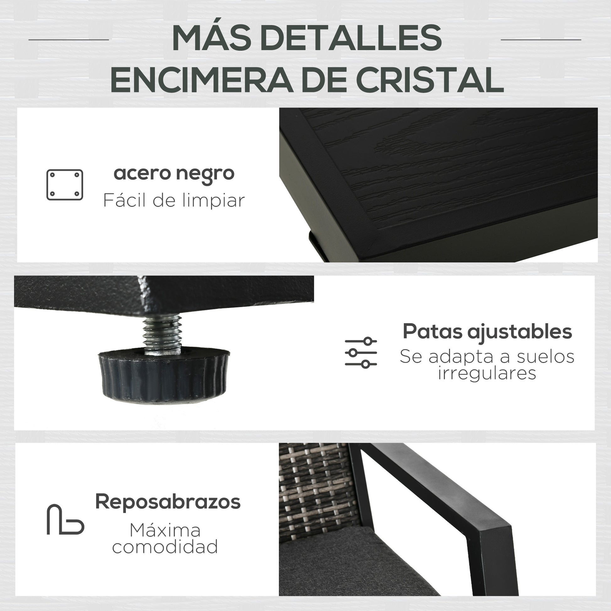 Outsunny Conjunto De Muebles De Jardín De Ratán 4 Piezas Con Sofás Y Mesa Negro_5