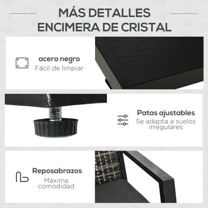 Outsunny Conjunto De Muebles De Jardín De Ratán 4 Piezas Con Sofás Y Mesa Negro_5