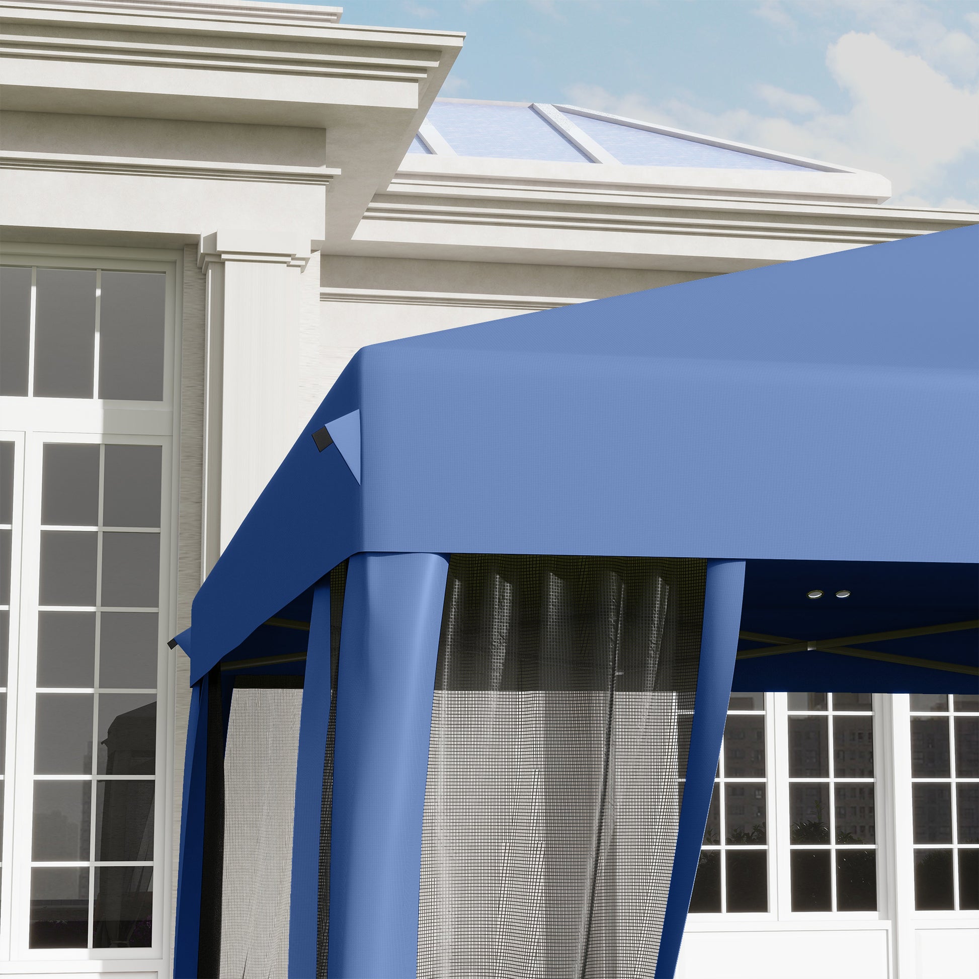 Outsunny Carpa Plegable 3x3 M Con 4 Paredes Laterales De Malla Azul_3