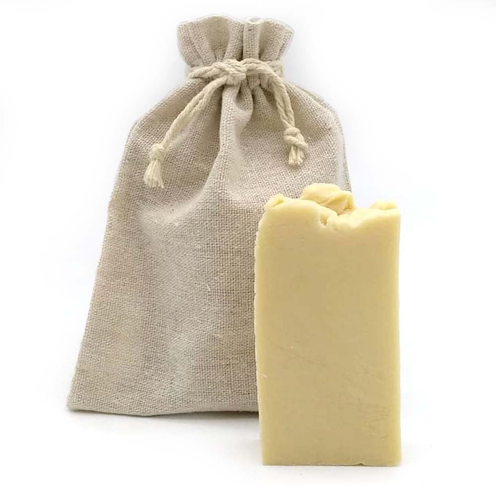 Jabón Natural Leche Cabra 90g En Bolsa Regalo De Yute - Hidrata Piel Seca Y Agrietada - Piel Madura, Previene Arrugas_1