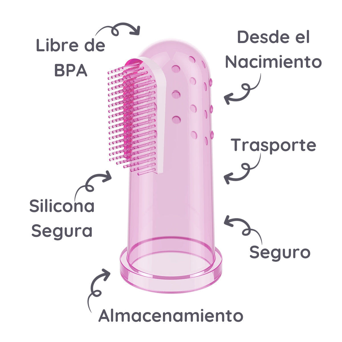 Cepillo Dedal De Silicona Con Estuche Rosa_3