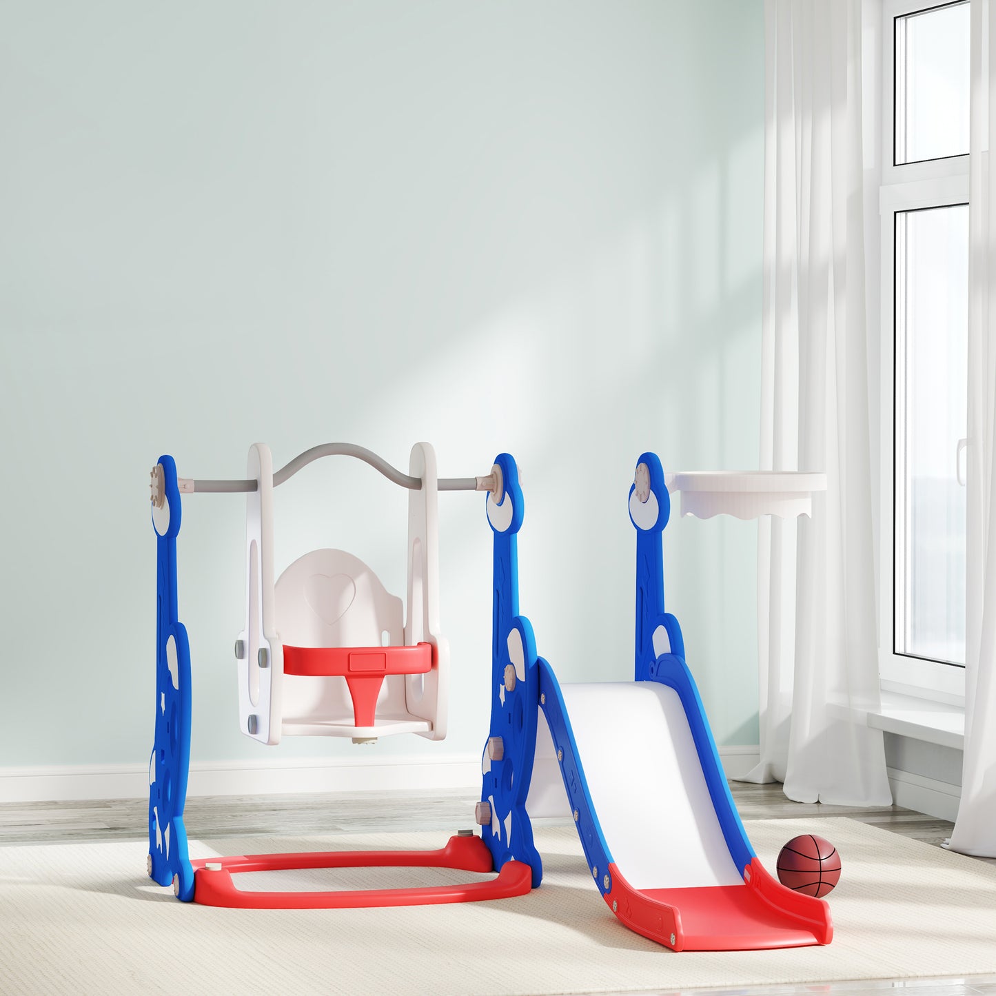 Aiyaplay Tobogán Infantil 4 En 1 Con Columpio Y Tobogán Para Interior Multicolor_1