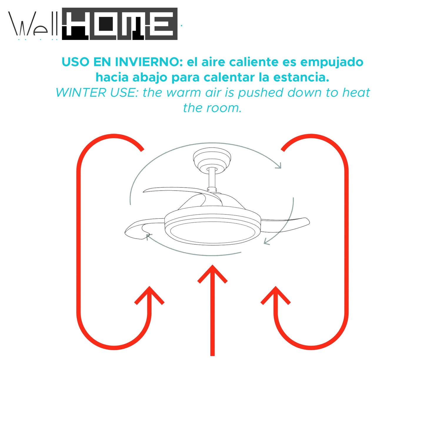 Wellhome Ventilador Techo LED Ø53x30cm, Silencioso, 6 Velocidades, Luz 3 Tonos y Mando_3