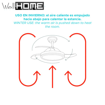 Wellhome Ventilador Techo LED Ø53x30cm, Silencioso, 6 Velocidades, Luz 3 Tonos y Mando_3