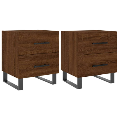 Mesita Noche 2 Uds Madera Ingeniería Marrón Roble 40x35x47,5 Cm_0