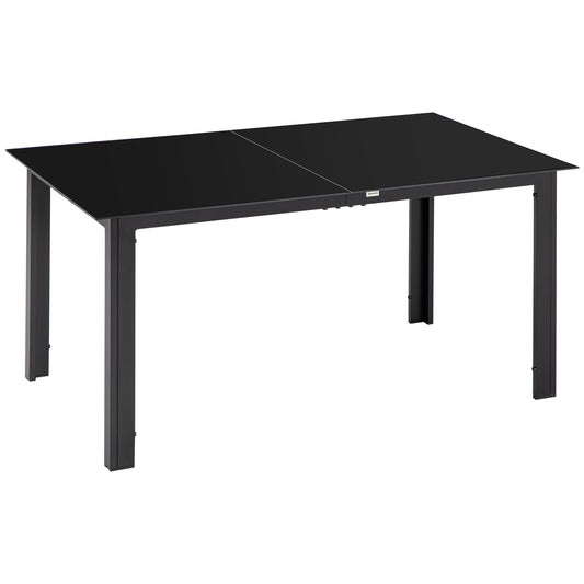 Mesa De Jardín Outsunny Aluminio, Vidrio Templado Negro 150x90x74 Cm_0