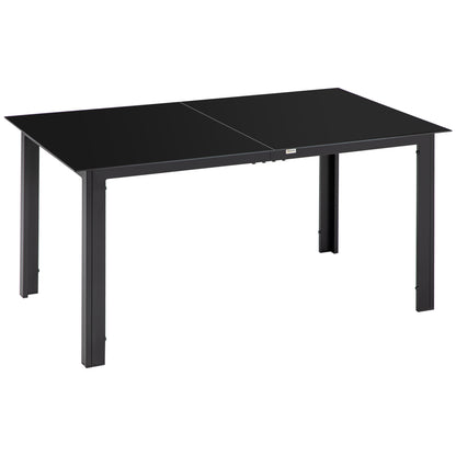 Outsunny Mesa De Jardín Rectangular Para 6 Personas 150x90x74 Cm Negro_0